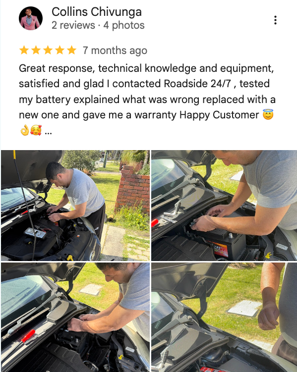 Five-star Google review for Car Battery Roadside 24/7 from a Perth customer