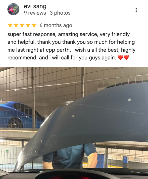 Five-star Google review for Car Battery Roadside 24/7 from a Perth customer