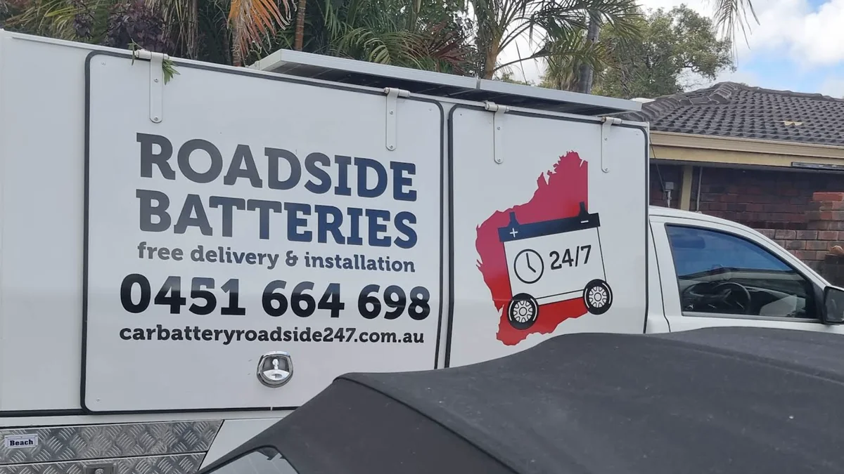 Car Battery Roadside 24/7 mobile service vehicle attending a Perth battery job